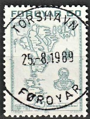 FRIMÆRKER FÆRØERNE | 1975 | AFA 3 | Brugsudgave - 50 øre grøn - Lux Stemplet